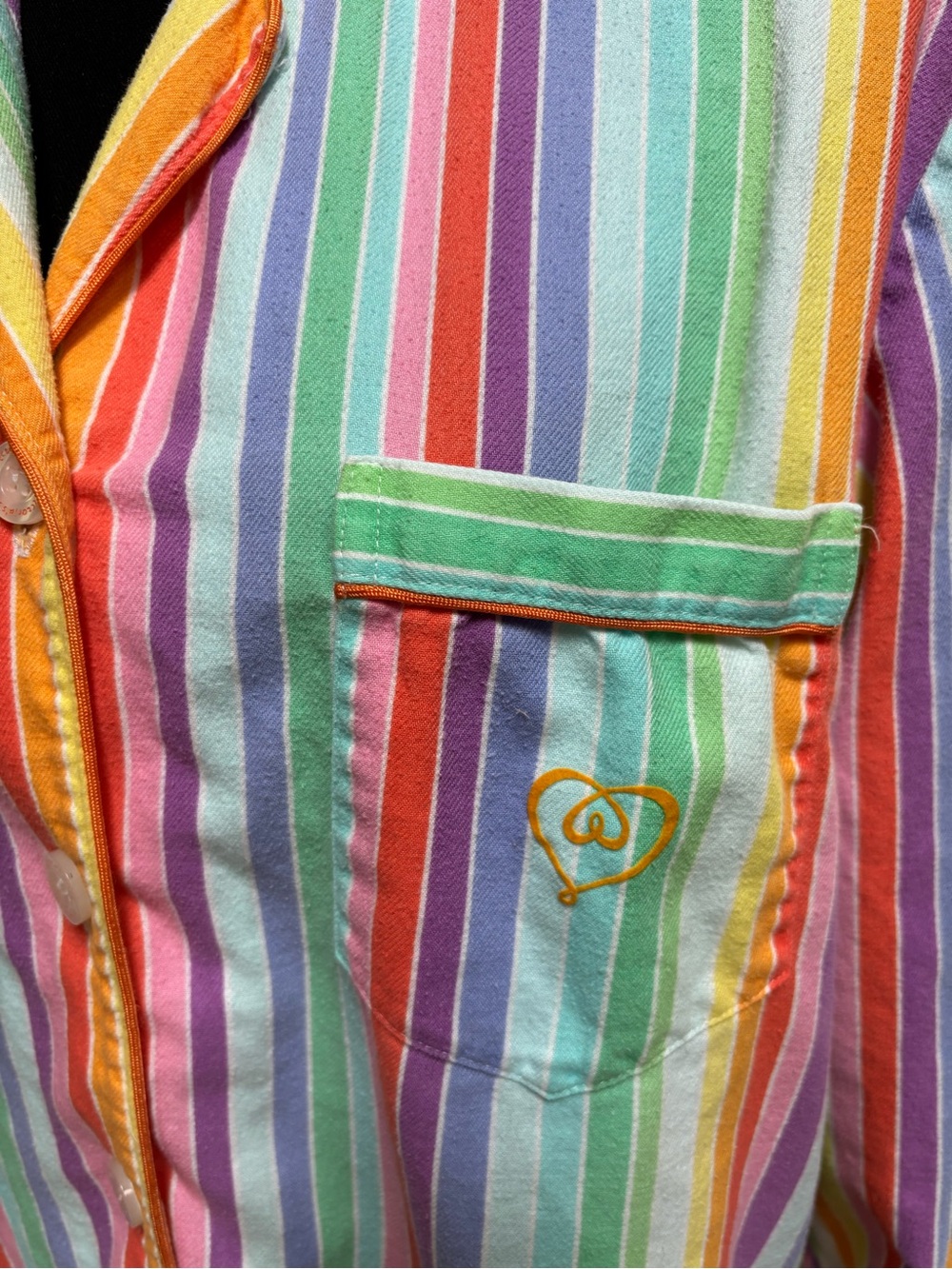 Victoria's Secret Rainbow Stripe Pastel Pajama Top - Lounge Wear Y2K Era Size L - Picture 2 of 8